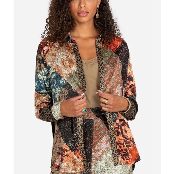 Johnny Was Tops - Johnny Was Patchwork Shirt - Velvet/Silk